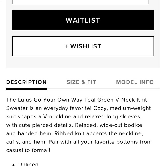 Lulu’s teal knit sweater NWT - Picture 6 of 6